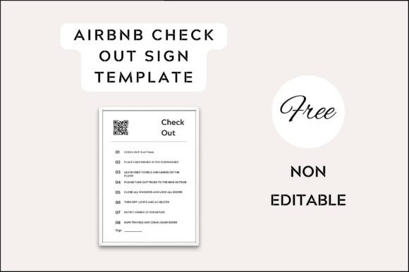 Airbnb Check out Rules Sign Template Graphics Freebies