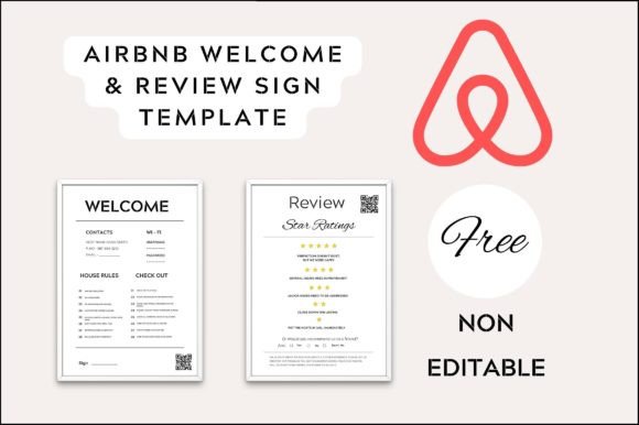 Airbnb Welcome Review Sign with QR: A Designer's Take on Freebies and Graphics
