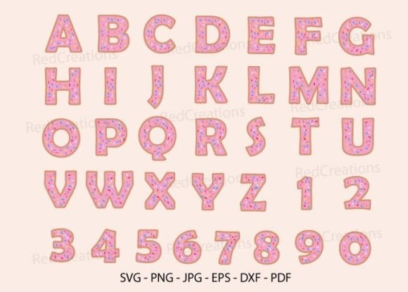 Alphabet Donut Svg, Number Donut, Font for Graphics and Crafts