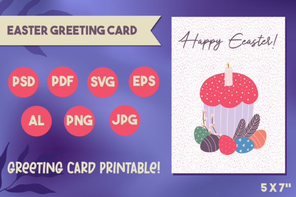 Easter Greeting Card. Easter Cake: A Fresh Graphics & Print Templates Choice