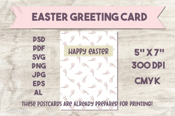 Easter Printable Greeting Card - Graphics for Print Templates