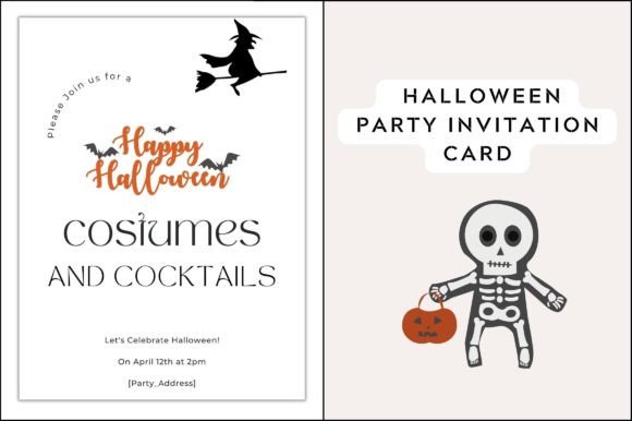 Editable Halloween Invitation Digital for Graphics and Graphic Templates