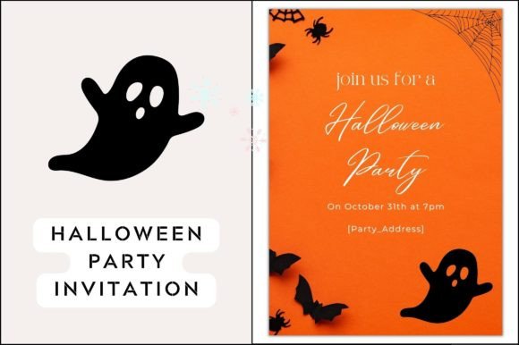 Halloween Party Invite Print Graphics for Crafters