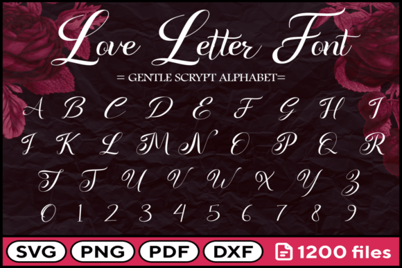 Love Font Svg Png Pdf Dxf Alphabet for Graphics and Crafts