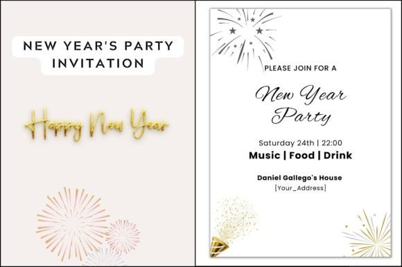 New Year Invitation Message Card for Graphics and Graphic Templates