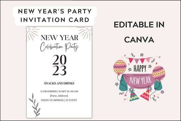New Year Party Invite Sharable Graphics for Branding