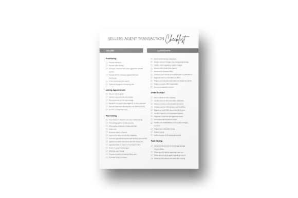Sellers Agent Transaction Checklist Free Graphics and Freebies Review