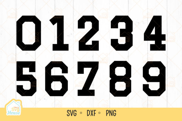 Sports Jersey Varsity Font Numbers SVG for Crafts and Graphics